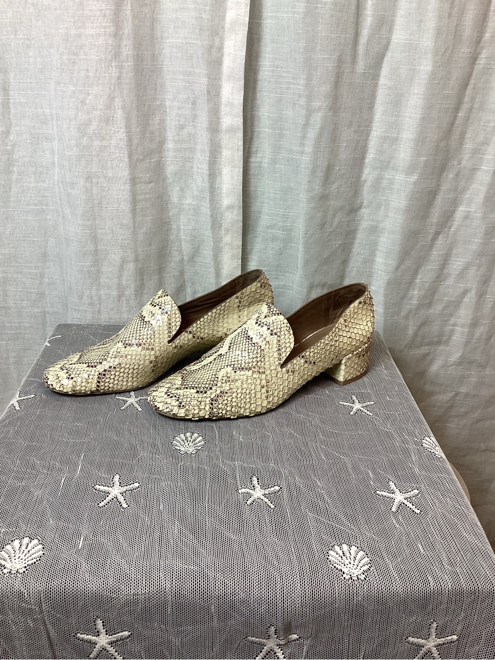 Mercedes Castillo Tillie 2 Snakeskin- Embossed Leather Loafers; Size: 9